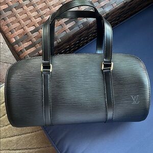 Louis Vuitton Black Epi Leather Duffel Barrel Bag
